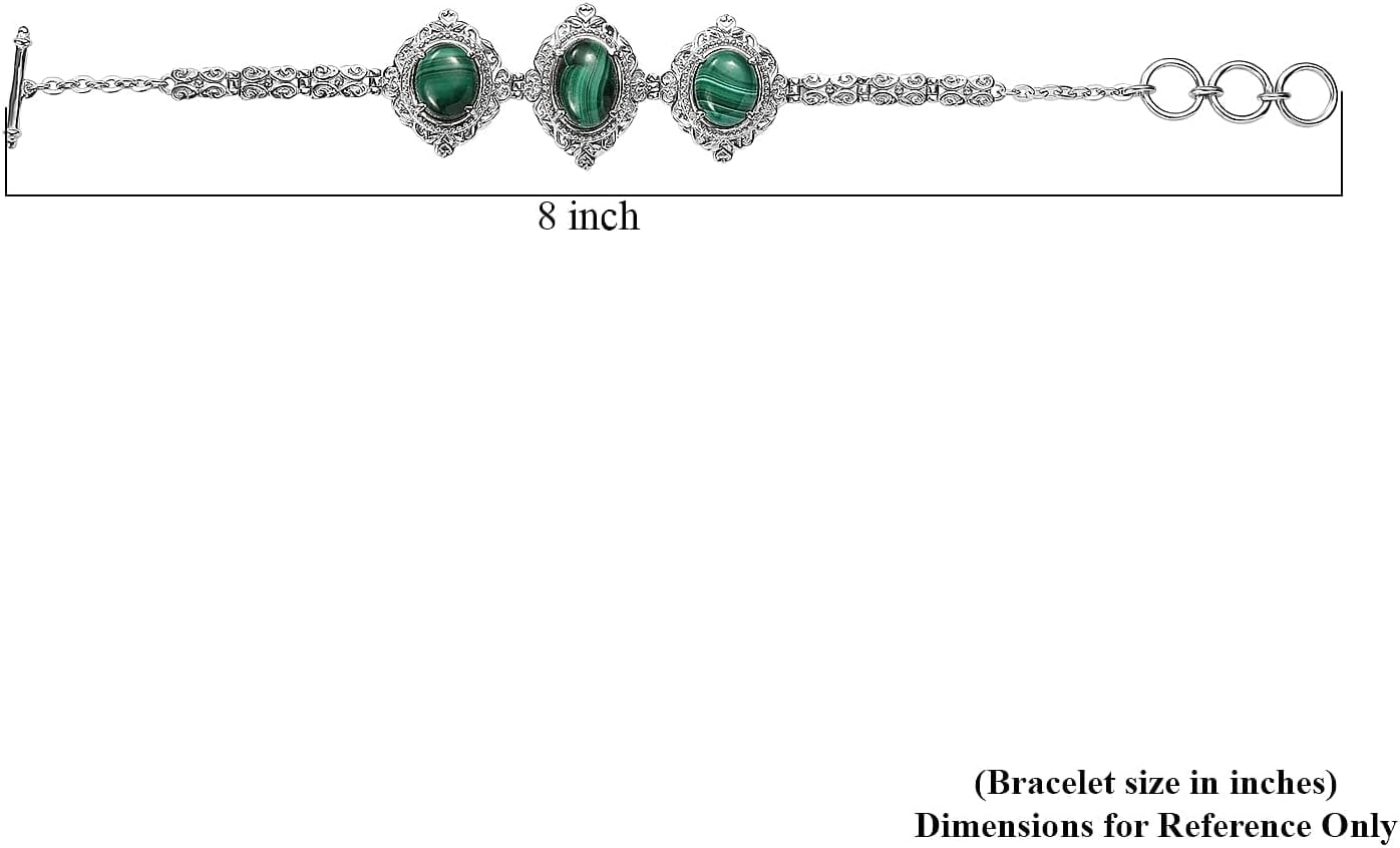 Malachite 29.35 ctw Bracelet in Stainless Steel 7.00 In