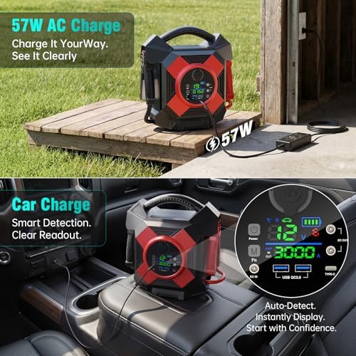 DM1264 Heavy Duty Jump Starter, 30000A Peak 12V Lithium Booster Pack for Semi Trucks, Start All for 50L Diesel and Gasoline Engines