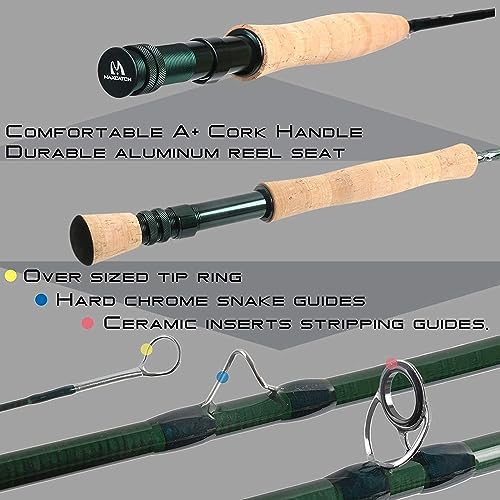 M MAXIMUMCATCH Maxcatch Extreme Graphite Fly Fishing Rod 4-Piece 9 Feet with IM6 Carbon Blank, Hard Chromed Guides, A Cork Grip (Size:3/4/5/6/7/8/10wt)