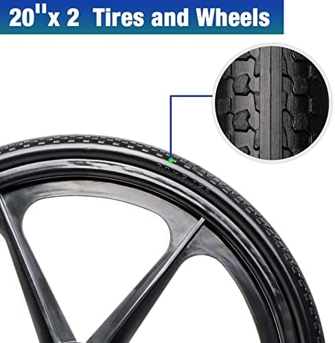 20" Flat Free Wheelbarrow Tires with 4Pcs 5/8" Bearing, Pu Flat Free Wheels Compatible with 2.44" Centered Hub for rubber-maid Garden Carts