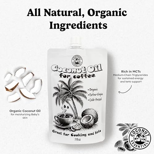 Coconut Essentials - Organic Coconut Oil for Coffee, Cold-Pressed, MCT Oil for Weight Loss, Brain & Digestive Health, Keto-Friendly, Natural Slim