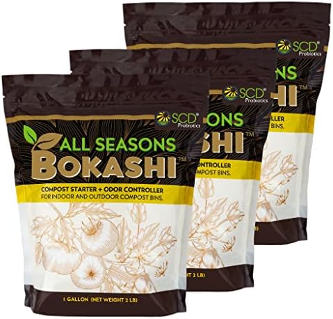 All Seasons Bokashi Compost Starter 2 lbs (1 Gallon) - Dry Bokashi Bran for Kitchen Compost Bin, Compost Food Pet Waste Quickly & Easily with Low Odor by SCD Probiotics | Fermented Wheat Bran, Reduces Odor, Absorbs Moisture, Compost Accelerator, For Kitc…