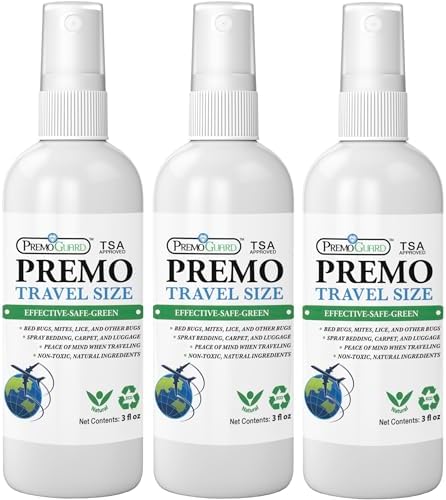 Premo Guard Bed Bug & Mite Killer Spray – University Tested 100% Kill Rate | Natural, Safe for Bedding, Furniture, Fabrics, and Clothing, Non Toxic, Stain & Scent Free, Child & Pet Safe