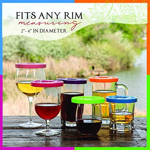 Drinking Glass Covers- Keep Bugs Away from Wine Glasses Outdoors - Use as Cover for Coffee Mugs, Soda Cans, and Drinking Glasses, set of 4 No Spill Drink Covers -Fresco Set
