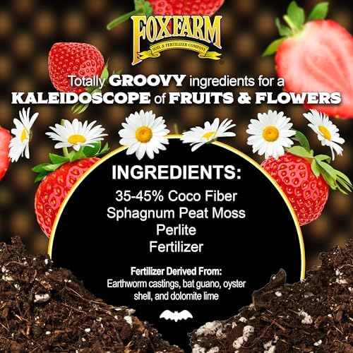 FoxFarm Strawberry Fields Fruiting & Flowering Potting Soil, 1.5cu ft - Designed to Pump Up Your Blooms, Fruits, and Berries - Made for the Fruiting and Flowering Stages of Plants