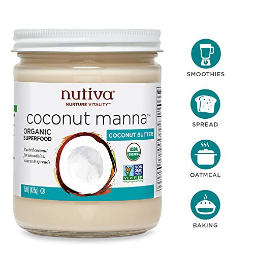 Nutiva Organic Cold-Pressed Virgin Coconut Oil, 54 Ounce & Organic Coconut Manna Puréed Coconut Butter, 15 Ounce (Pack of 2)