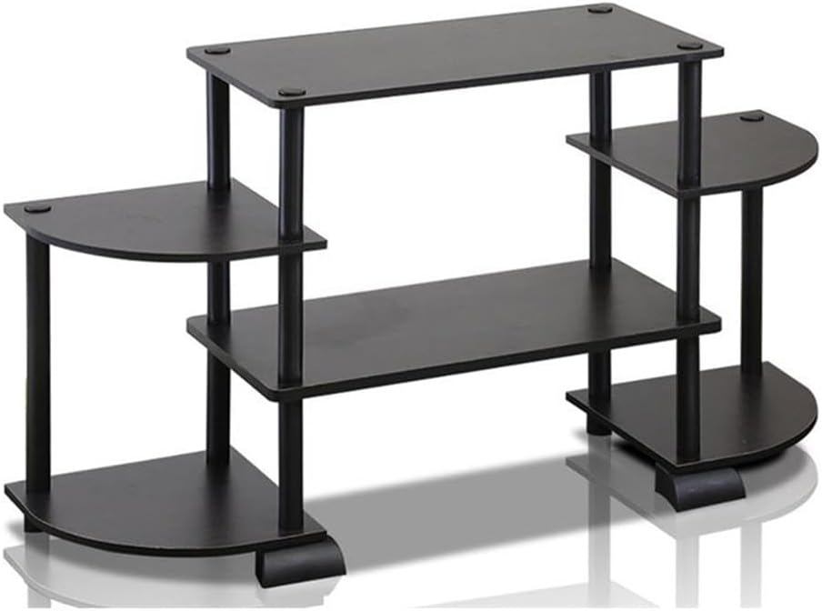 Furinno TURN-S-TUBE 3-Tier TV Stand for TVs up to 55 Inch, French Oak | Toolless Entertainment Center with Open Storage Shelves, Media Console Table with Soundbar Shelf for Living Room, Bedroom