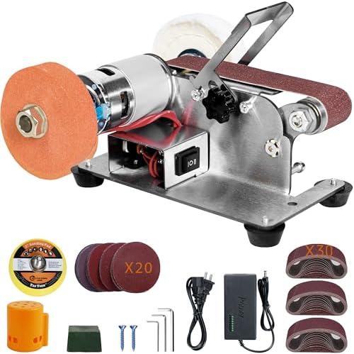 Mini Belt Sander, Electric Small Sander Knife Sharpener, 5"x6.8"x5.5" | Compact Design, Multi-Purpose, Electric Powered, Knife Sharpening, Portable Sander