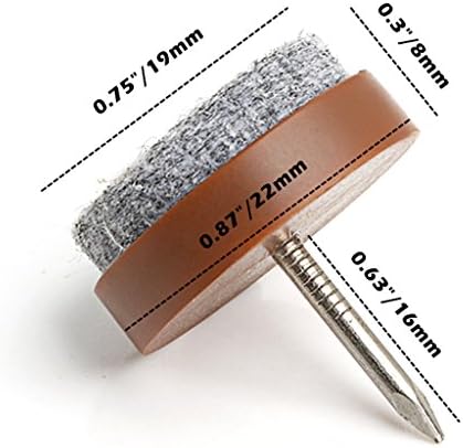40pcs Furniture Felt Pad Heavy Duty Nail-on Chiar Slider Glide Pad Floor Protector for Wooden Furniture Chair Tables Leg Feet(Φ20mm or 0.8";Black)