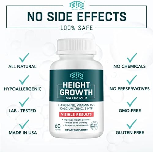 BIOTEQUELAB Height Growth Maximizer, Calcium, Vitamin D3 and Zinc Blend Pills, Bone Growth Supplement for Kids and Teens, Bone Strength