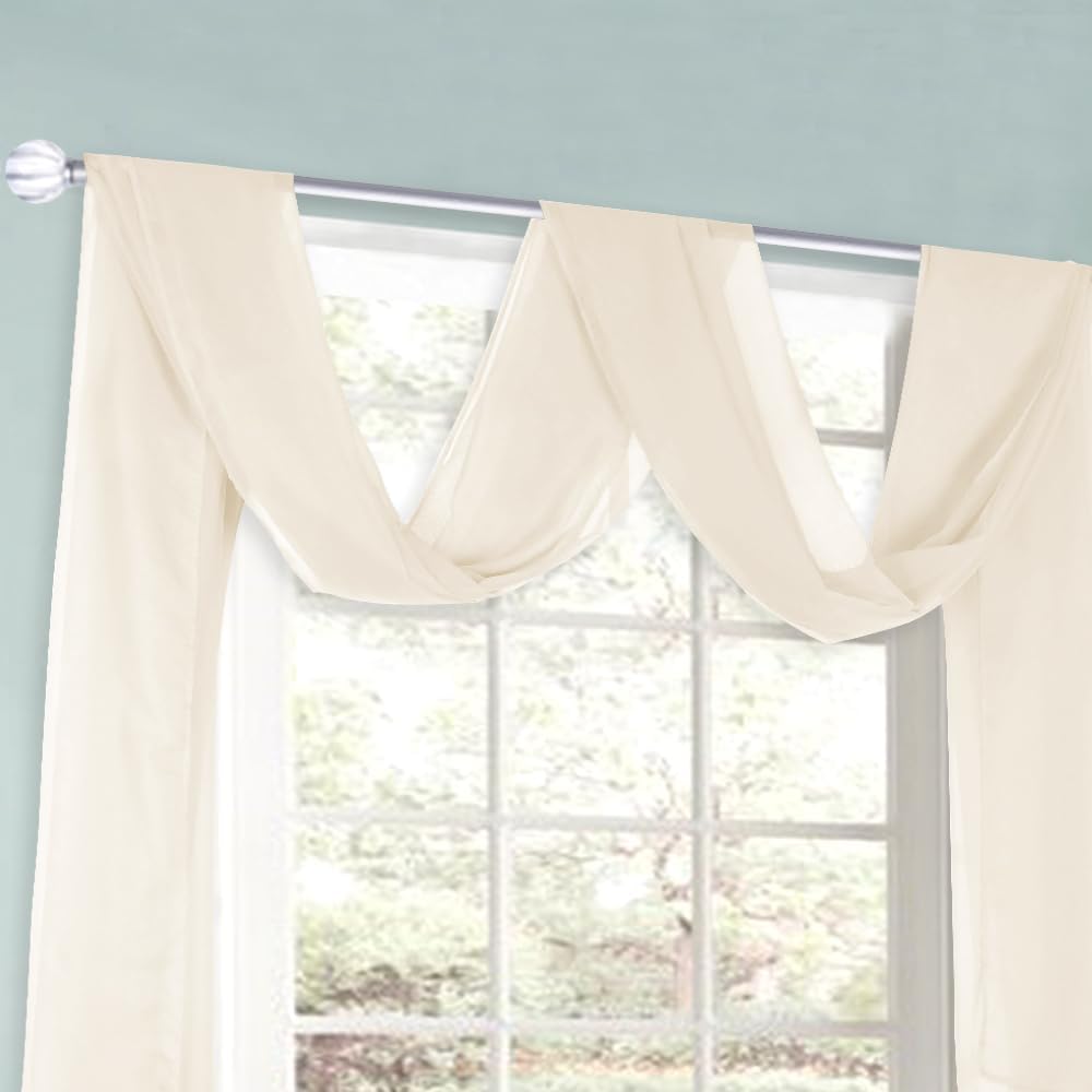 HUTO Light Pink Sheer Window Scarf Valances for Girls Room Sheer Soft Voile Curtain Scarves for Wedding Party 216 Extra Long