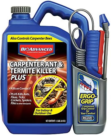 BioAdvanced Carpenter Ant & Termite Killer Plus Spray - 1 Gal Bottle | Ready-to-Use - Kills Carpenter Bees - Indoor & Outdoor Insect Control - Sprayer Included