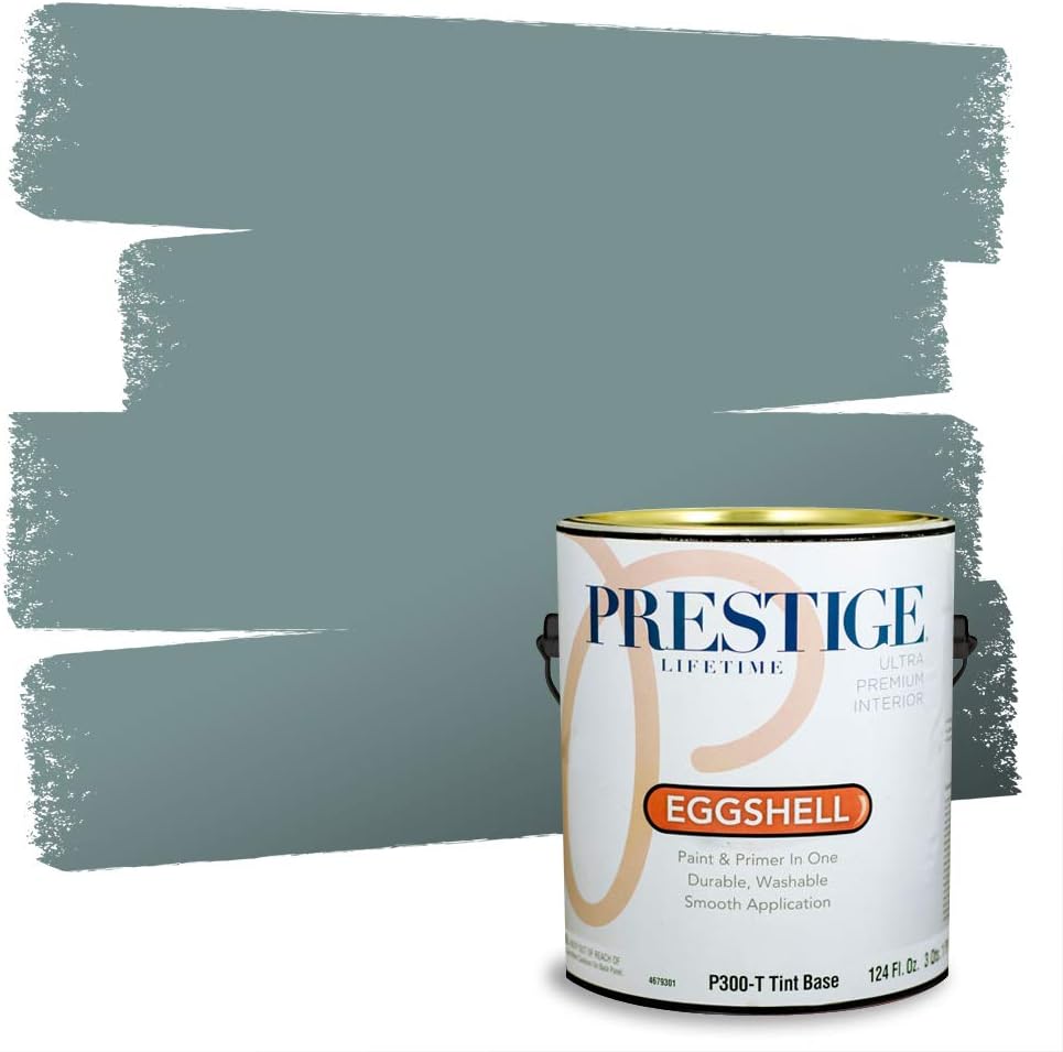 PRESTIGE Paints E100-T-SW6241 Exterior Paint and Primer in One, 1-Gallon, Flat, Comparable Match of Sherwin Williams Aleutian, 1 Gallon, SW18-Aleutian