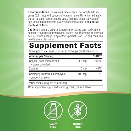 Nature's Way Chlorofresh Chlorophyll Drops, Mint Flavored, 2 Fl Oz | Supports Detox Pathways*, Liquid Chlorophyllin Copper Complex