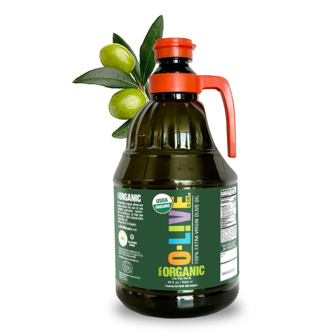 O-Live&Co. Premium USDA Organic Extra Virgin Olive Oil - First Cold Pressed EVOO - Phenolic Rich - Single Origin - Early Harvest - Versatile Oil Cooking & Dressing - 1L