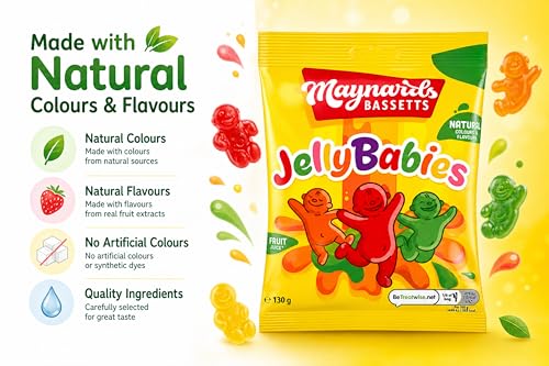 Maynards Bassetts Jelly Babies 130g (Pack of 4), Fruity Sweets