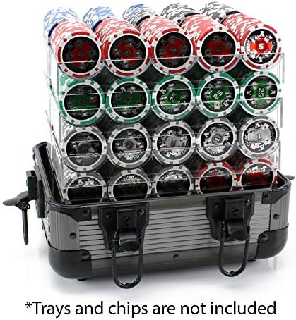 Versa Games 1000pc Deluxe Poker Chip Case Carrier in Gray Color - Ultimate Poker Chip Carrier