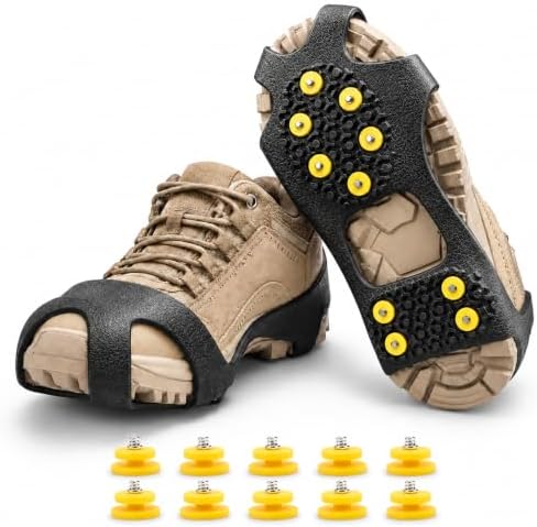 Ice Cleats for Shoes and Boots, Ice Snow Traction Cleats Grippers, Non Slip Shoe Ice Grippers