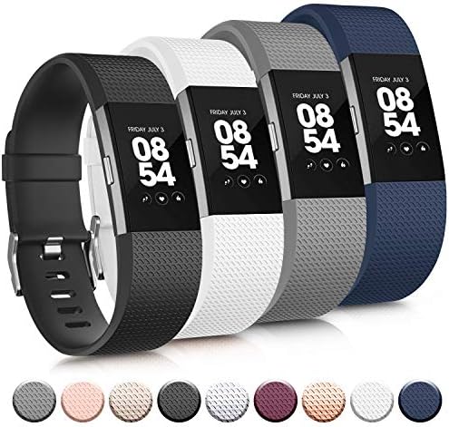 Tobfit Sport Bands Compatible with Fitbit Charge 2, 4 Pack, Replacement Wristbands for Women Men, Small/Large