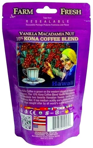 Hula Girl 10% Kona Ground Coffee, Grown in Hawaii, Hand Picked, Sun Dried, Fresh Roasted and Packed in Hawaii for 30 years, 7 Ounce