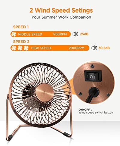 EasyAcc 9 Inch USB Desk Fan Ultra-quiet USB Powered 360° Rotation Desktop Fan with Metal Frame, Portable Personal Cooling Fan with 2 Speed for Home Office (USB POWERED ONLY)