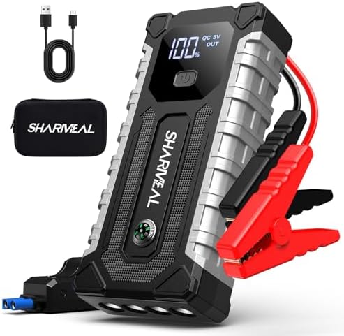 Sharmeal Car Jump Starter 7000A, Jump Starter Battery Pack for All Gas and 12.0L Diesel, 12V Portable Jump Box with LED Light