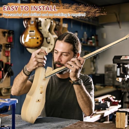 Ktaxon DIY Electric Guitar Kit, 44Inch DIY Bass Guitar Kit (KIB) | Mahogany Body, Solid Wood Fingerboard and Maple Neck, Easy Installation & All Accessories Included to Build Your Own Guitar