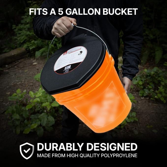 72 HRS Premium Portable Camping Toilet Seat with Lid for 5 Gallon Buckets | Portable Toilet for Outdoor Camping, Hiking, Emergency Prep, Backcountry
