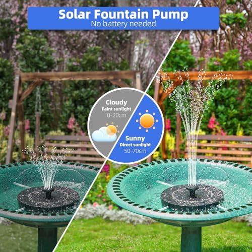 Solar Fountain for Bird Bath, Solar Water Fountain with Multiple Nozzles & Fixed Pipes, Upgraded Version 3.5W Solar Water Pump, Suitable for Bird Bath