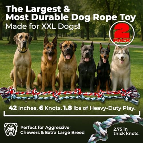 Pacific Pups Products Giant Dog Rope Toy, 42 Inch Tug of War Rope, Green