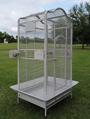 Extra Large Wrought Iron Open/Close Play Top Bird Parrot Cage, Include Metal Seed Guard Solid Metal Feeder Nest Doors Overall Dimensions: 35.25" Wx29.5"x62"H(with Seed Skirt)