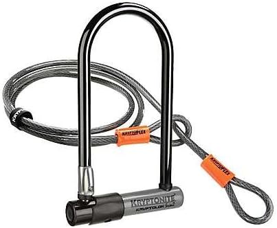 Kryptonite Kryptolok Standard Bike U-Lock, 12.7mm Shackle, 4ft Cable | Heavy Duty Anti-Theft Bicycle Lock with Mounting Bracket, 2 Keys & Disc-Style Cylinder, Sold Secure Silver Certified
