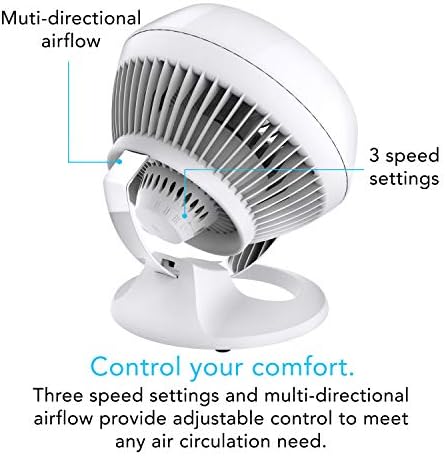 Vornado 460 Small Desk Fan with 3 Speed Settings, Adjustable Tilt Chrome Glide Bar, for Bedroom, Office, Home, Air Circulation up to 70 Feet, Quiet Table Fan, Black
