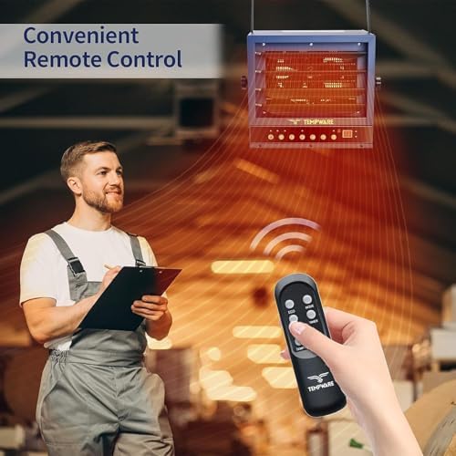 TEMPWARE 7500W Electric Garage Heater 240V Hardwired Ceiling Mount Heater | Shop Heater with 12H Timer, Overheat Protection, Digital Thermostat