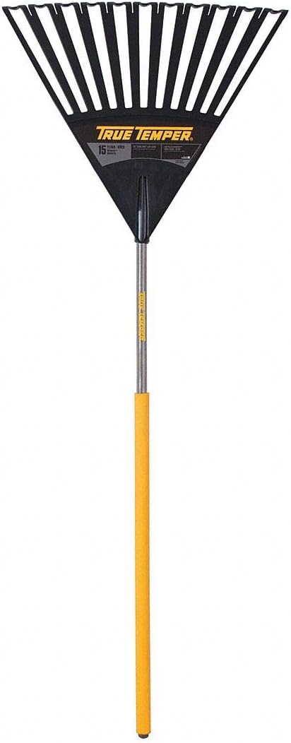 True Temper 2914912 Clog Free Poly Leaf Rake with 48 in. Hardwood Handle with Cushion Grip, 24 Inch