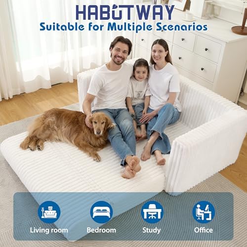 49.8" Loveseat Boneless Couch, 4-in-1 Convertible Sofa Bed, Plush Fur Folding Futon Sofa Bed Couches Without Pillow for Living Room