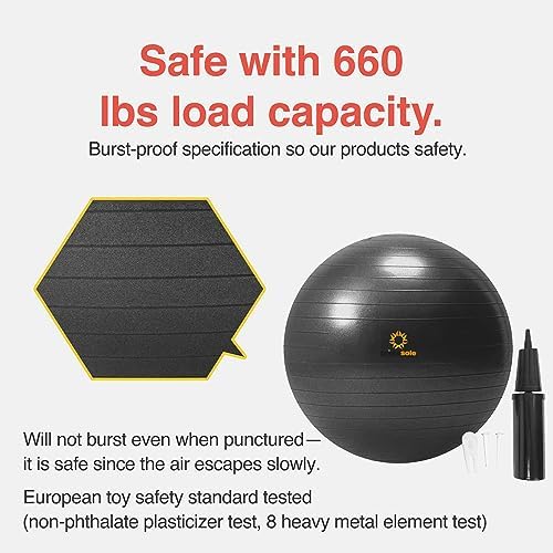 Primasole Exercise Ball for Balance Stability Fitness Workout Yoga Pilates at Home Office & Gym Birthing Ball for Pregnancy, Office Ball Chair