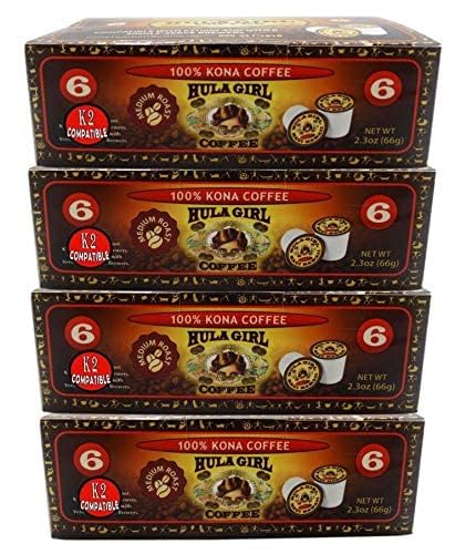 Hula Girl 100% Kona Coffee, Single Serve for Keurig K-Cup Brewers, Medium Roast, Works in the New K2