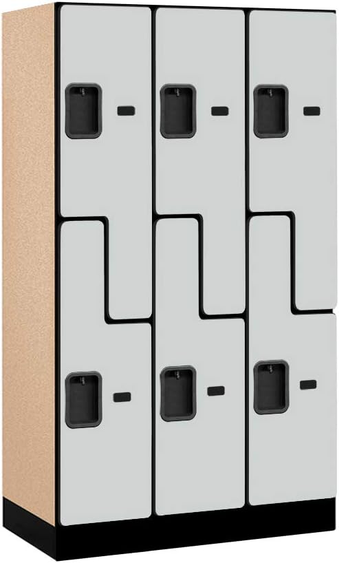 Salsbury Industries Double Tier 'S' Style Designer Wood Locker, Mahogany, 5' 3" x 15"