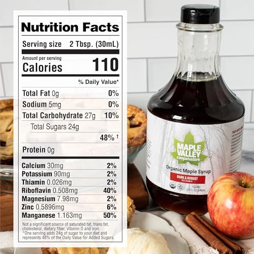 Maple Valley Organic Pure Maple Syrup, Dark & Robust, 32oz (Plastic Jug)​ | Naturally Sweetens Cooking, Baking, Coffee, Tea and Marinades; A Better Alternative to Refined Sugar and Table Syrup