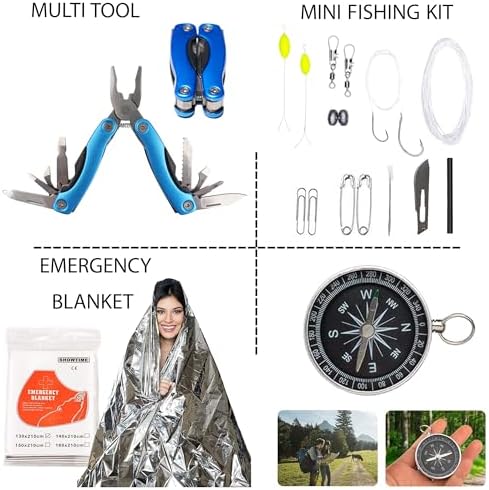 Survival Kit with Emergency Gear for Camping, Hiking & Outdoor Survival