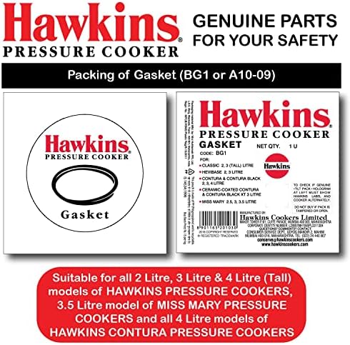 HAWKINS Rubber Gasket Sealing Ring for 2–4 L Pressure Cookers (Black) – Set of 2, Baby Gaskets