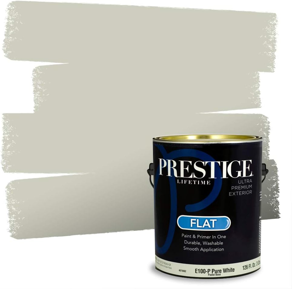 PRESTIGE Paints Exterior Paint and Primer In One, 1-Gallon, Flat, Comparable Match of Sherwin Williams* Coastal Plain*