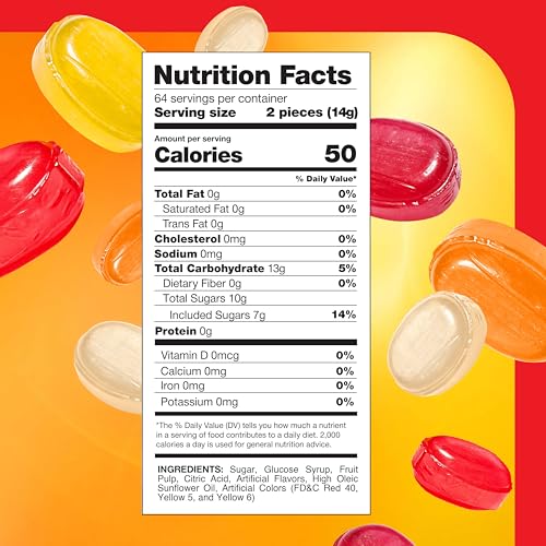Arcor Fruit Filled Hard Candy, Bon Bons Candy - 2 Lb Bag | Pineapple, Strawberry, Orange, Cherry, Lemon, Office Candy