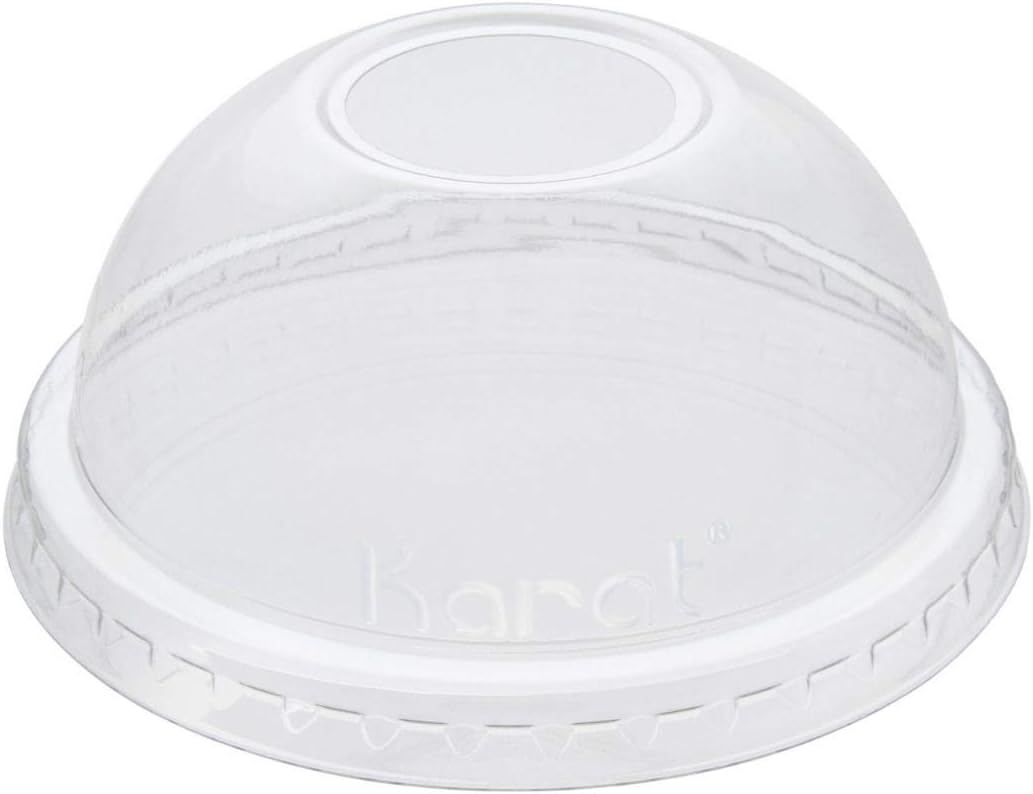 Karat C-KCDL90 90mm PET Dome Lid, Fits 12 oz - 22 oz Paper Cold Cups (Pack of 1000)