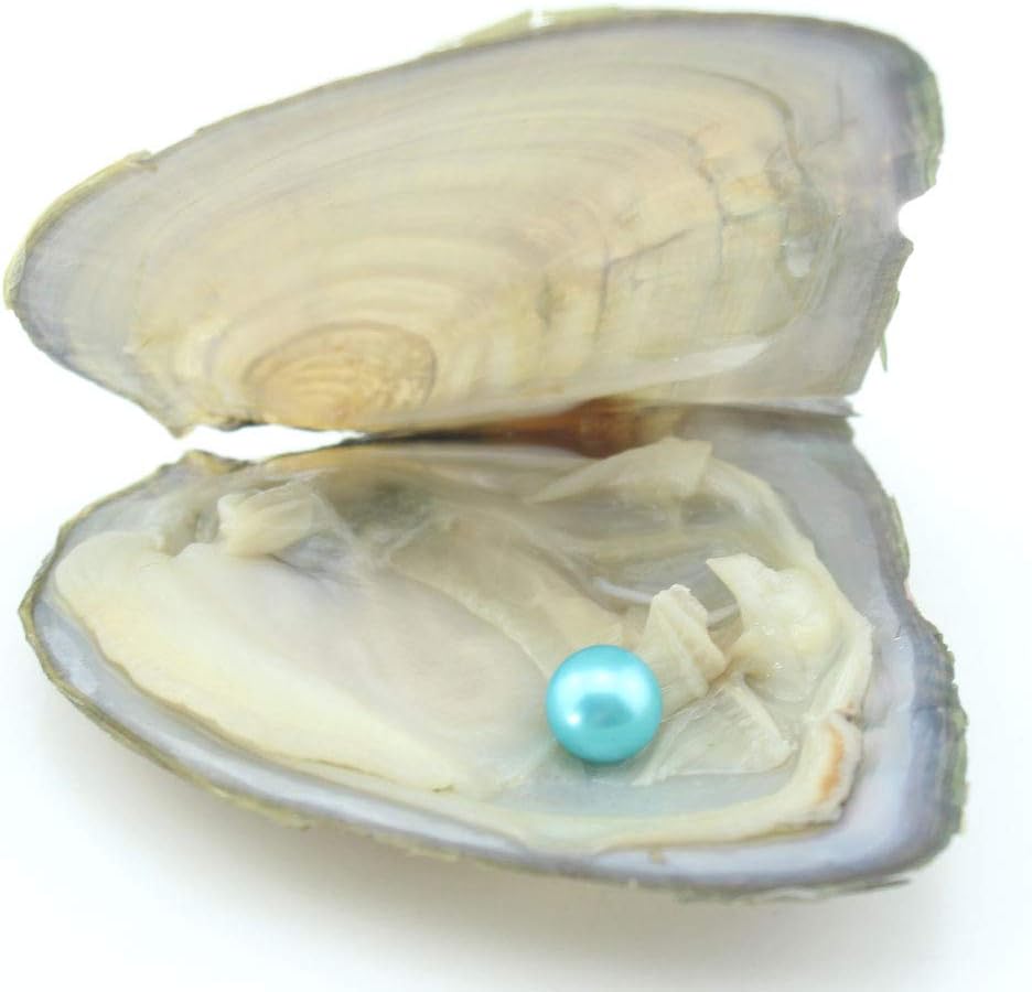 10PC Freshwater Pearl Cultured Oyster with Round Pearl Inside for Gift, Fun for Children, Family, Friends, Party (6-8mm, 10PC)