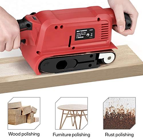 Eastvolt 7 Amp Belt Sander 200-360RPM with 6 Variable Speed, 3 x 18 Inch Belt Sander with 20 Pcs Sanding Belts, Screw Clamps, Dust Bag