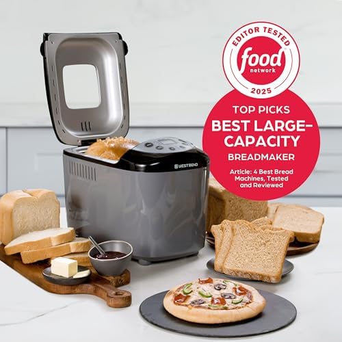 West Bend Hi-Rise Bread Maker Machine Programmable 12 Programs Including Gluten Free & 3 Loaf Sizes and Crust Colors with Traditionally-Shaped
