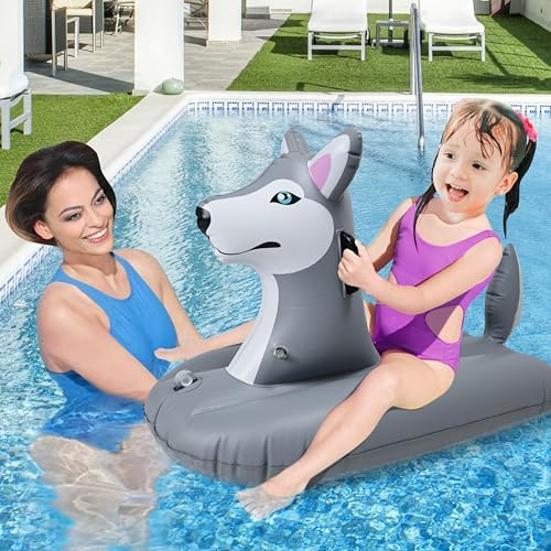 Jet Creations Husky Sledding Tube, Inflatable Snow and Water Sled, Towable with Durable Loop Holder, Toddler Snowboard Doubles as Pool Float