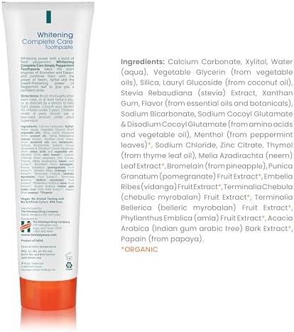 Himalaya Botanique Whitening Complete Care Toothpaste, Teeth Whitening, Fights Plaque, Fluoride Free, No Artificial Flavors, SLS Free, Cruelty Free, Foaming, Simply Mint Flavor, 5.29 Oz, 4 Pack